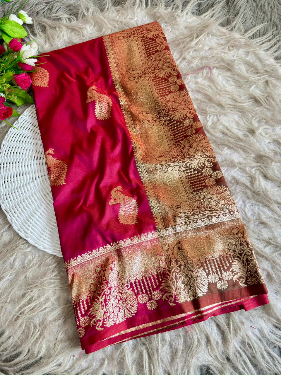 SA-7093 SOFT SILK SAREE WITH BEAUTIFUL PAITHANI DESIGN WITH  BEAUTIFUL DESIGN WITH CONTAST BLOUSE