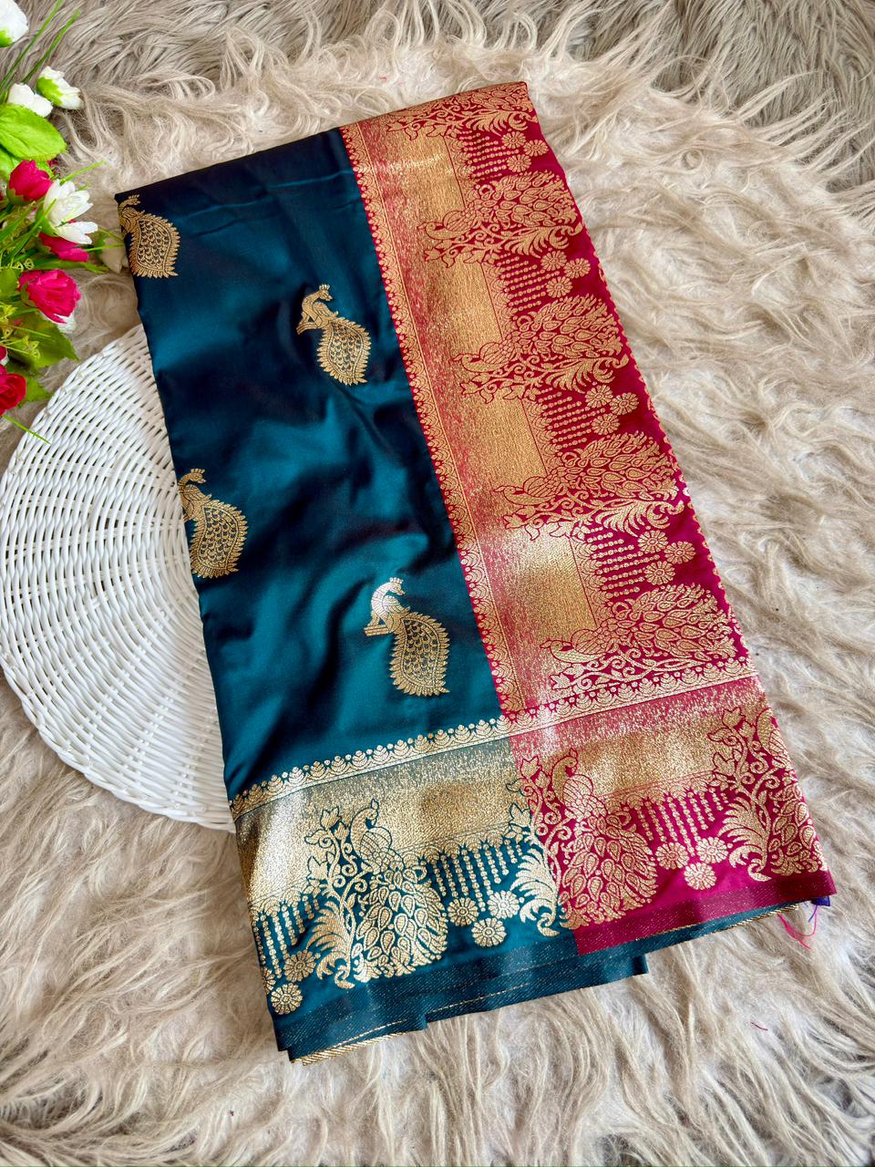 SA-7093 SOFT SILK SAREE WITH BEAUTIFUL PAITHANI DESIGN WITH  BEAUTIFUL DESIGN WITH CONTAST BLOUSE