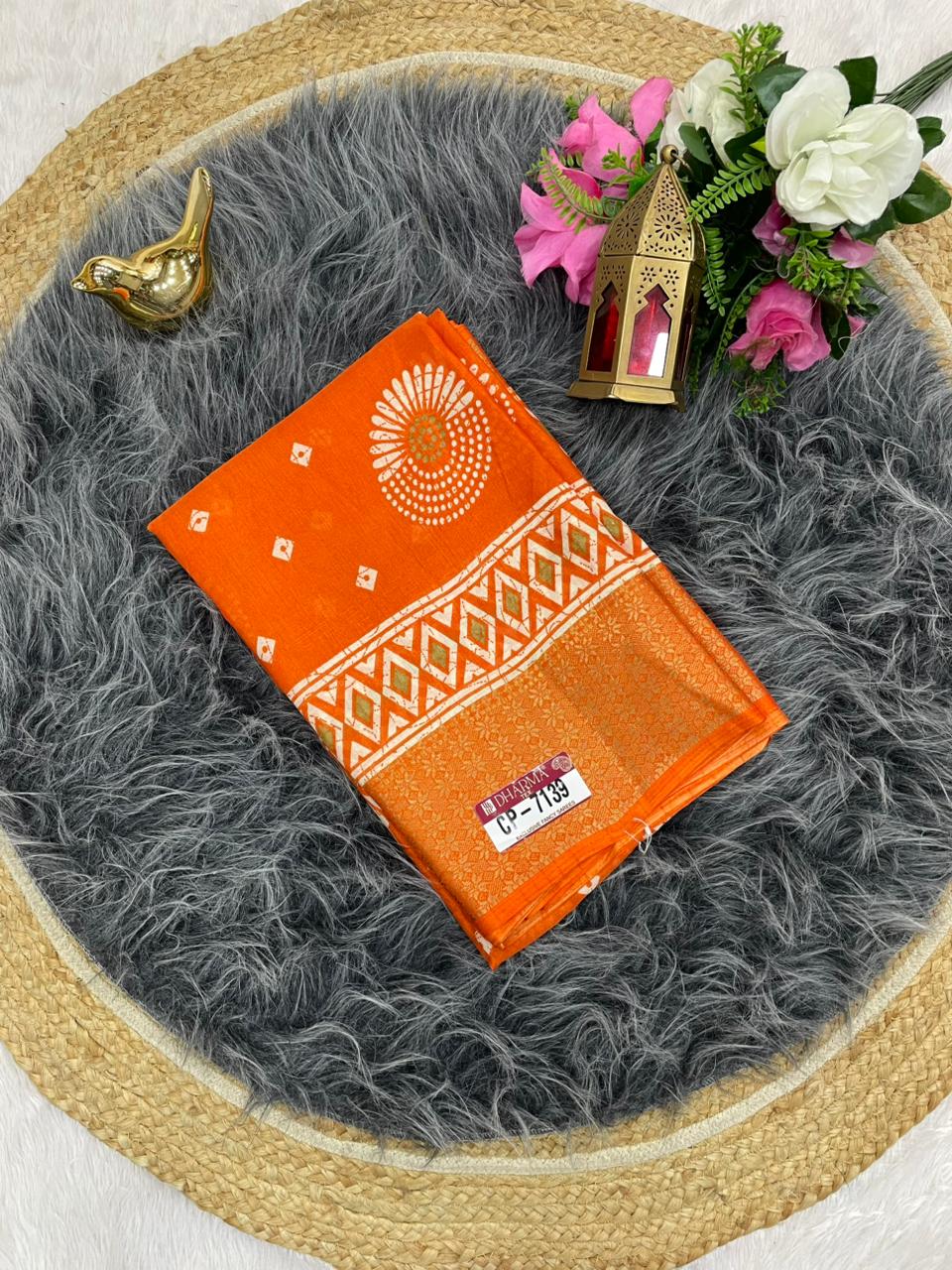 CP-7139 DOLA SAREE WITH BEAUTIFUL RICH PALLU AND BEAUTIFUL DESIGN WITH JACQUARD BORDER WITH BEAUTIFUL BLOUSE