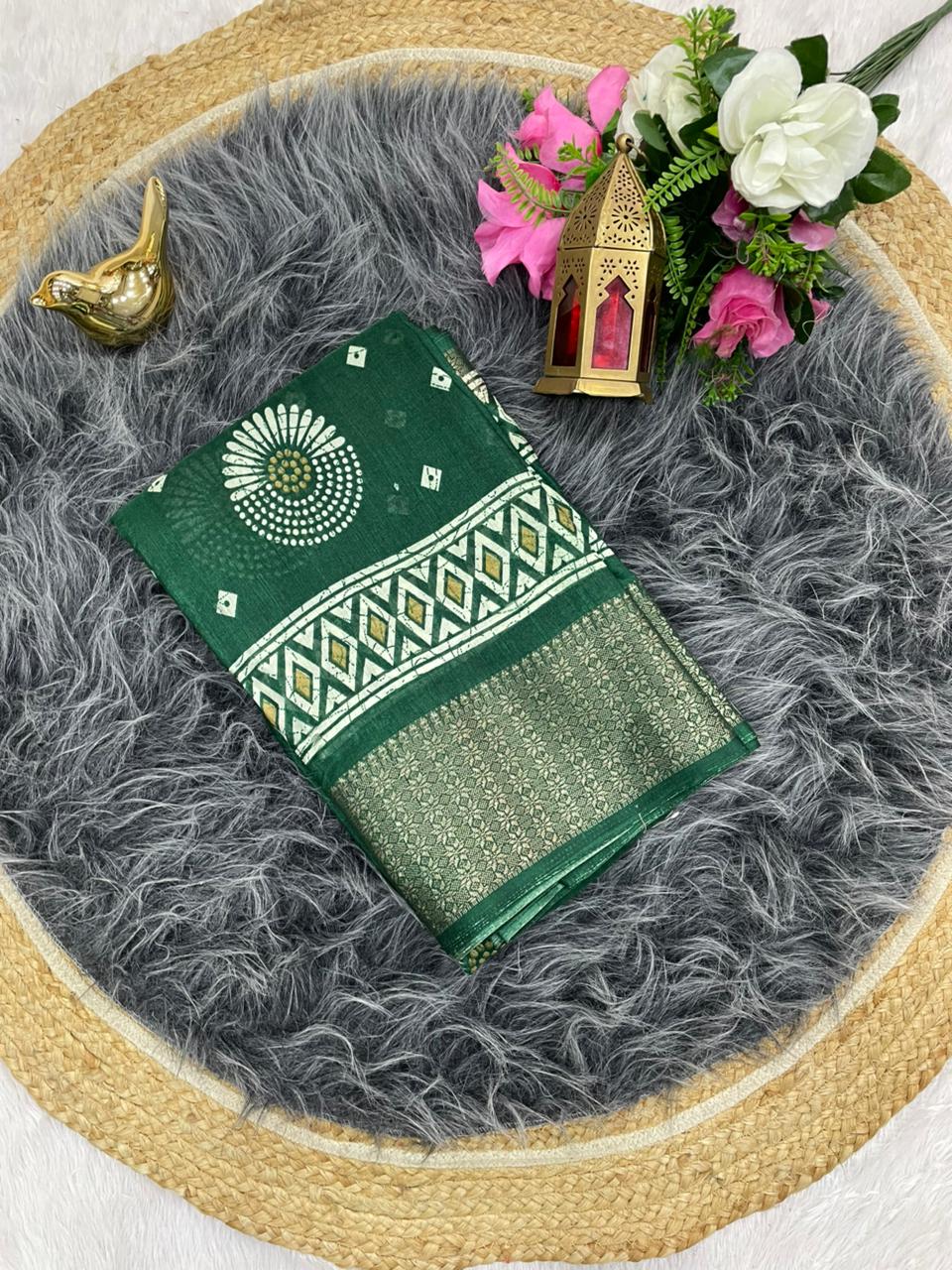 CP-7139 DOLA SAREE WITH BEAUTIFUL RICH PALLU AND BEAUTIFUL DESIGN WITH JACQUARD BORDER WITH BEAUTIFUL BLOUSE