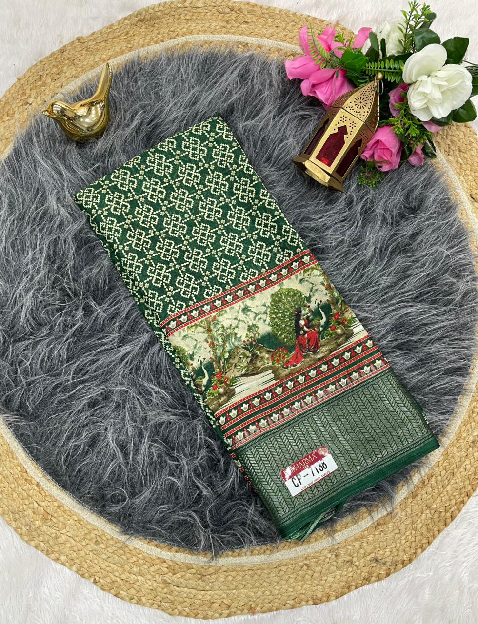 CP-7138 DOLA SAREE WITH BEAUTIFUL RICH PALLU AND BEAUTIFUL DESIGN WITH JACQUARD BORDER WITH BEAUTIFUL BLOUSE