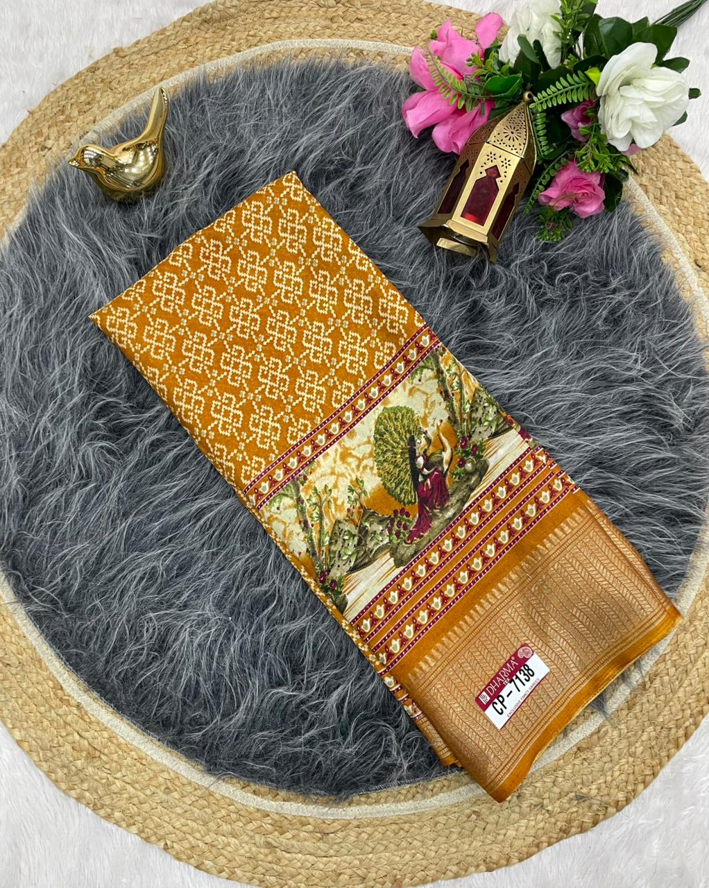 CP-7138 DOLA SAREE WITH BEAUTIFUL RICH PALLU AND BEAUTIFUL DESIGN WITH JACQUARD BORDER WITH BEAUTIFUL BLOUSE