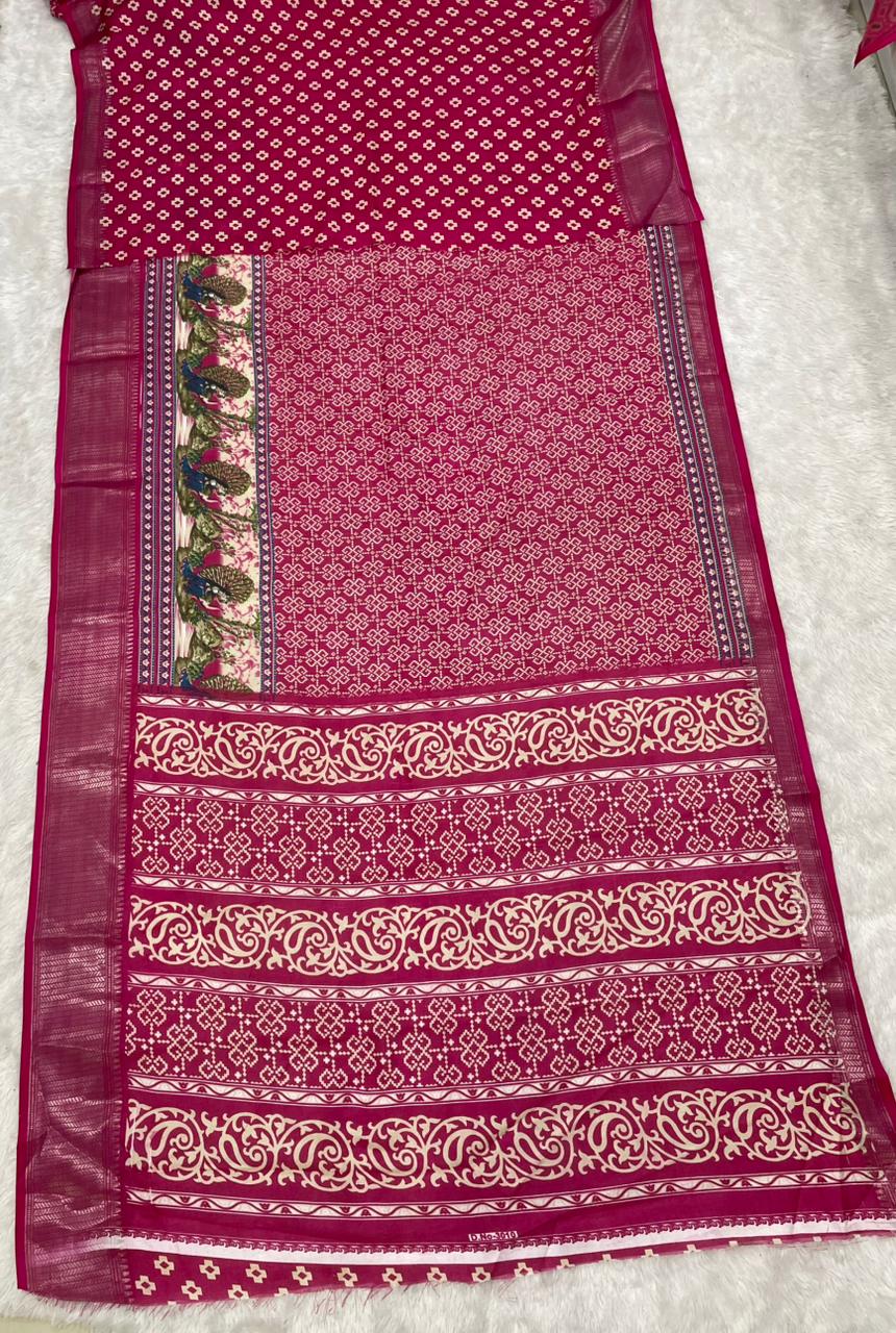 CP-7138 DOLA SAREE WITH BEAUTIFUL RICH PALLU AND BEAUTIFUL DESIGN WITH JACQUARD BORDER WITH BEAUTIFUL BLOUSE