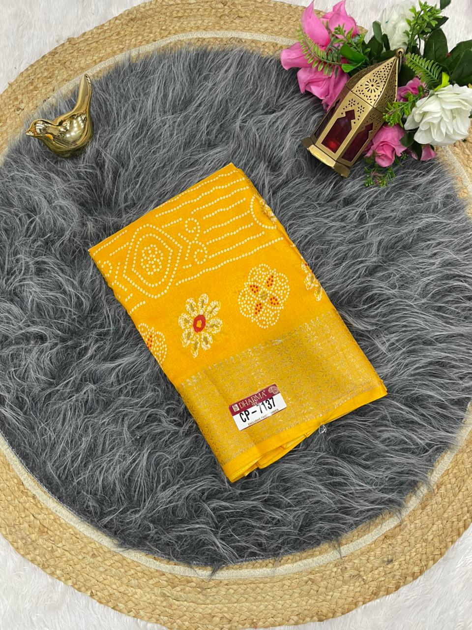 CP-7137 DOLA SAREE WITH BEAUTIFUL RICH PALLU AND BEAUTIFUL DESIGN WITH JACQUARD BORDER WITH BEAUTIFUL BLOUSE