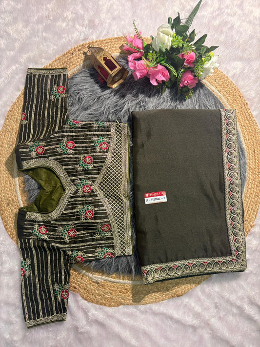 SF-FESTIVAL-2 STAR GEORGETTE FABRIC SAREE WITH  EMBROIDERY WORK WITH SEQUENCE WORK WITH HEAVY EMBROIDERY STICHED BLOUSE