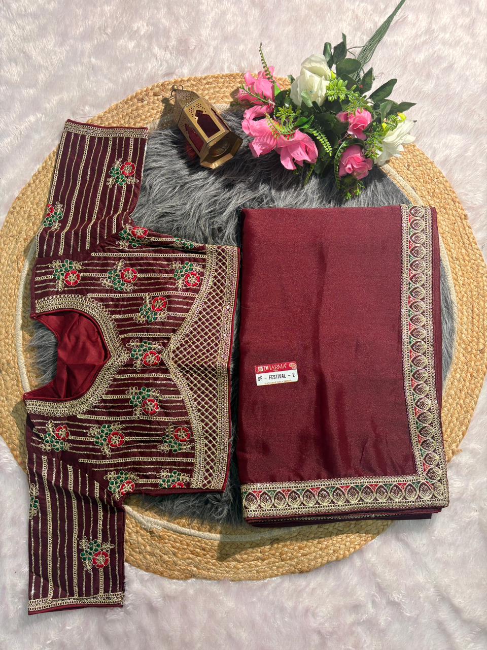 SF-FESTIVAL-2 STAR GEORGETTE FABRIC SAREE WITH  EMBROIDERY WORK WITH SEQUENCE WORK WITH HEAVY EMBROIDERY STICHED BLOUSE