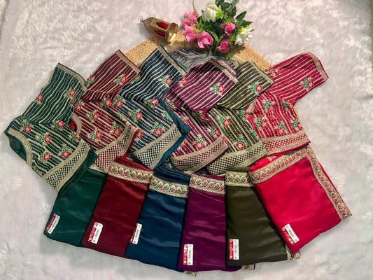 SF-FESTIVAL-2 STAR GEORGETTE FABRIC SAREE WITH  EMBROIDERY WORK WITH SEQUENCE WORK WITH HEAVY EMBROIDERY STICHED BLOUSE
