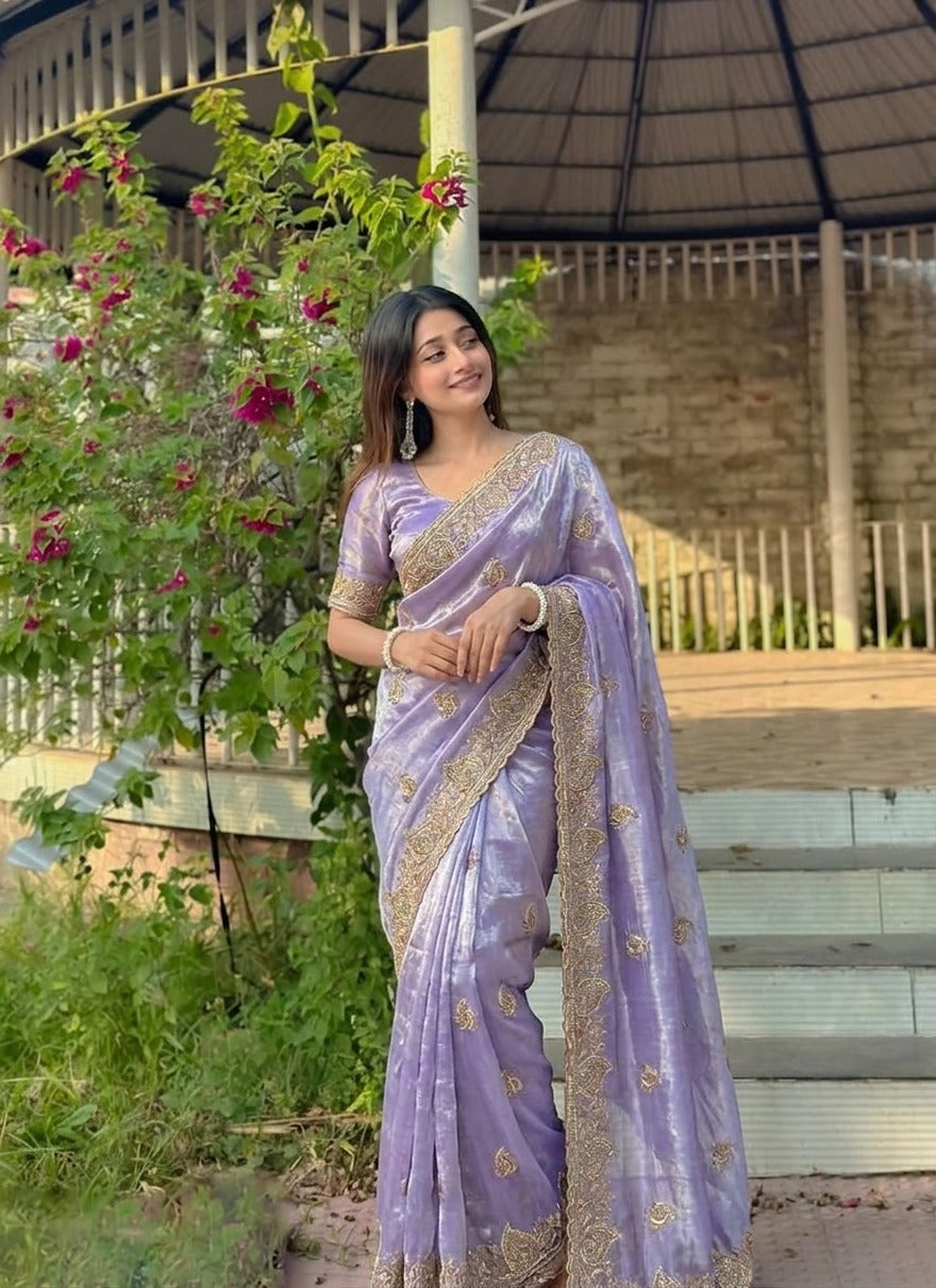 DF-JIGNA SATIN SAREE WITH EMBROIDERY WORK WITH DIAMOND WORK WITH BEAUTIFUL WORKING BLOUSE