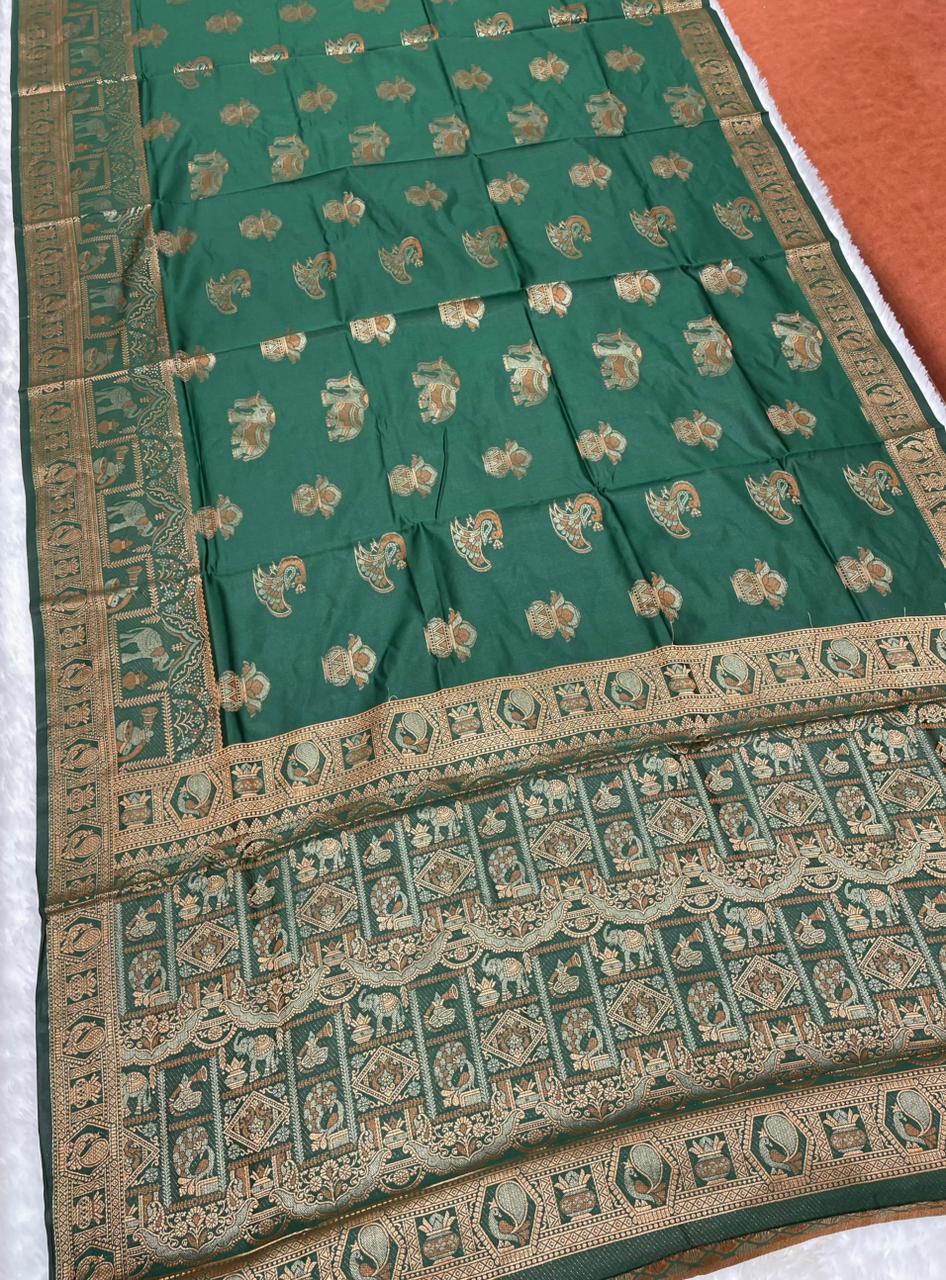 AJ-RAGINI  KOTA LITCHI SAREE WITH JAREE EMBROIDERY WITH TWO TONE JAREE WORK WITH BEAUTIFUL BROCADE BLOUSE