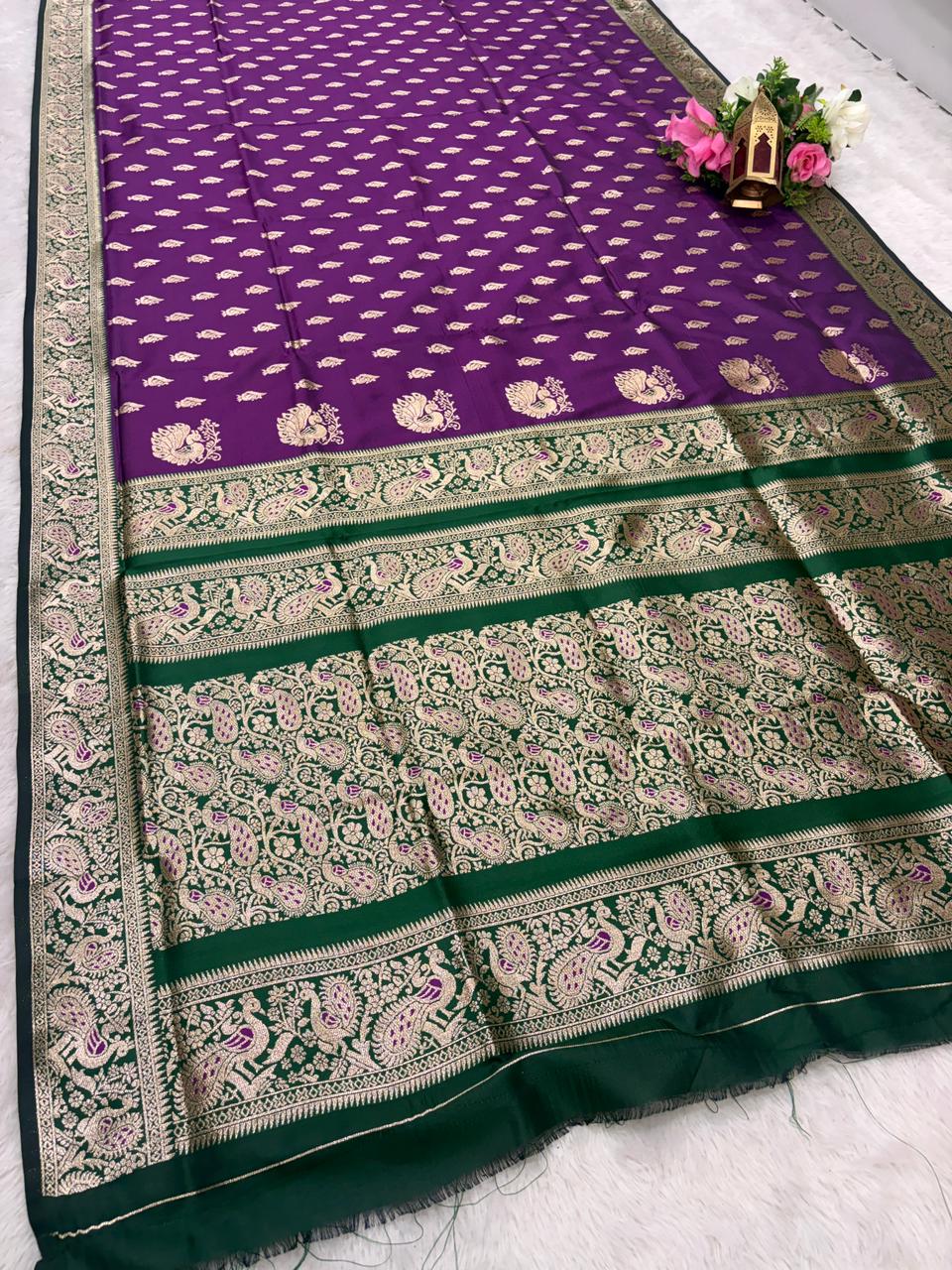 AJ-PRANAY SOFT SILK FABRIC SAREE WITH RICH PALLU DESIGN WITH BEAUTIFUL PEACOCK DESIGN WITH MEENAKRI WORK WITH CONTRAST BLOUSE