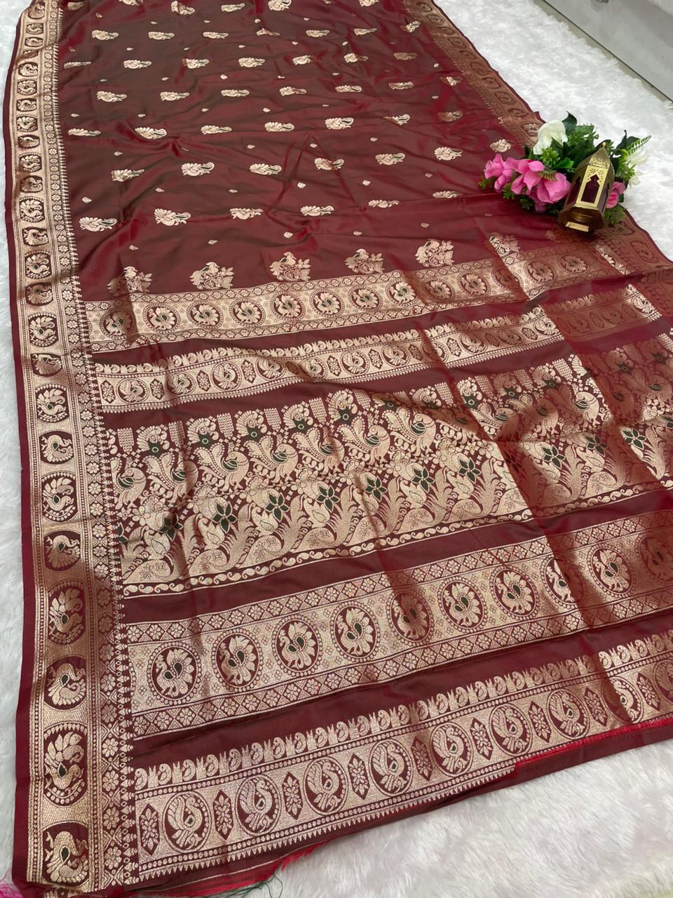 AJ-VIVANTA SOFT SILK FABRIC SAREE WITH BEAUTIFUL DESIGN WITH RICH PALLU DESIGN WITH HEAVY PEACOCK DESIGN WITH BUTTI BLOUSE