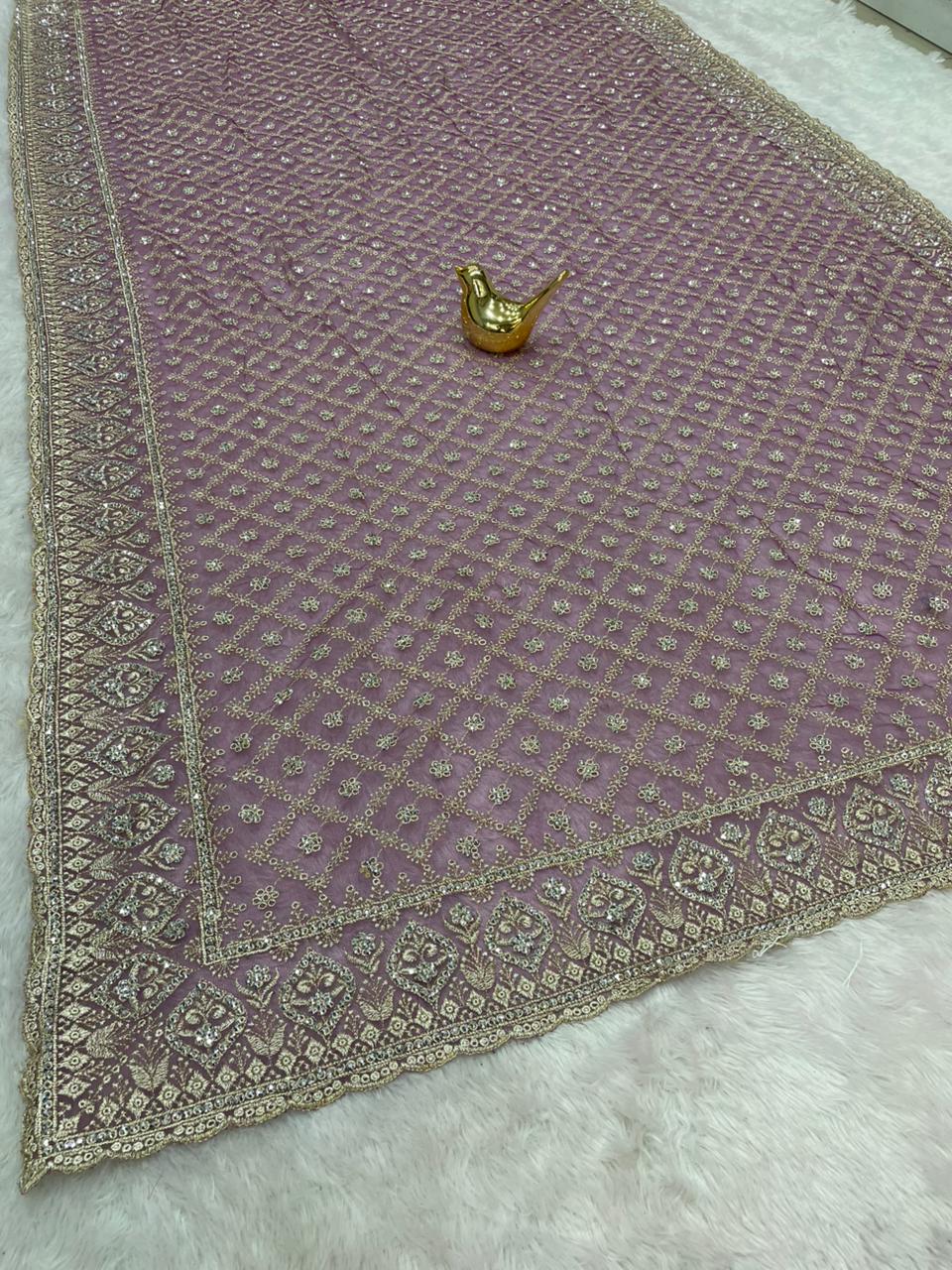 BS-ANVI DARK PREMIUM NET SAREE WITH HEAVY EMBROIDERY WORK WITH BEAUTIFUL JARKAN WORK VIRAL DESIGN WITH BEAUTIFUL MATCHING WITH WOR BLOUSE