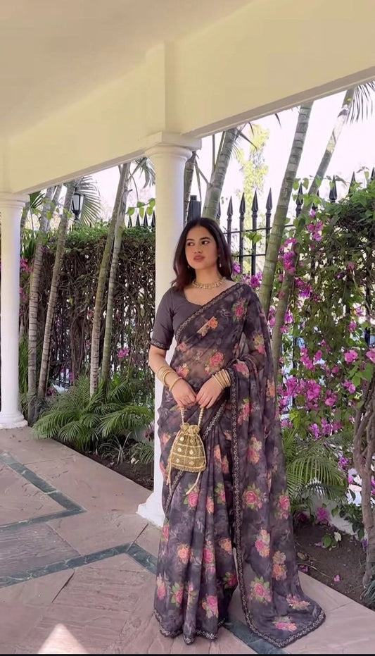 SF-RUCHI-3 PURE WEIGHTLESS SAREE WITH PESTAL MATCHING WITH DMC SIROSKI BORDER WITH BEAUTIFUL BLOUSE