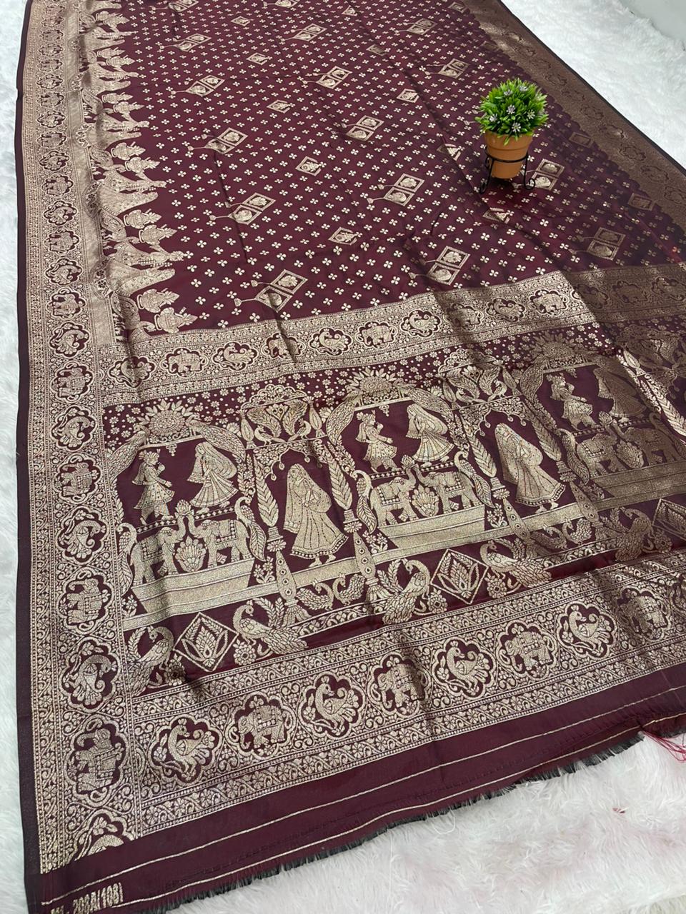 AJ-ANUPUMA SOFT SILK SAREE WITH BEAUTIFUL PALLU DESIGN WITH BARATI DESIGN WITH LOVELY BANARASI JAREE