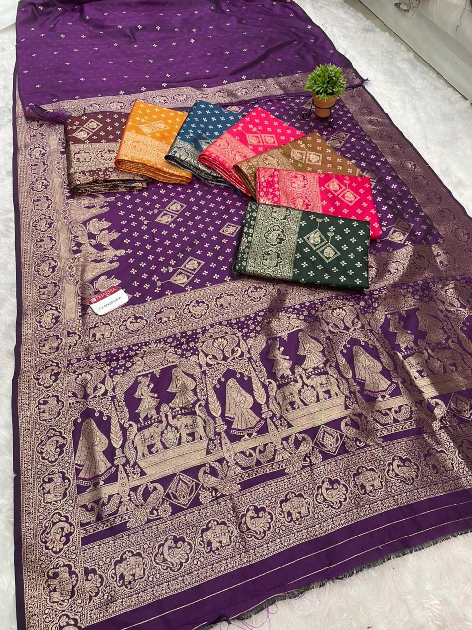 AJ-ANUPUMA SOFT SILK SAREE WITH BEAUTIFUL PALLU DESIGN WITH BARATI DESIGN WITH LOVELY BANARASI JAREE
