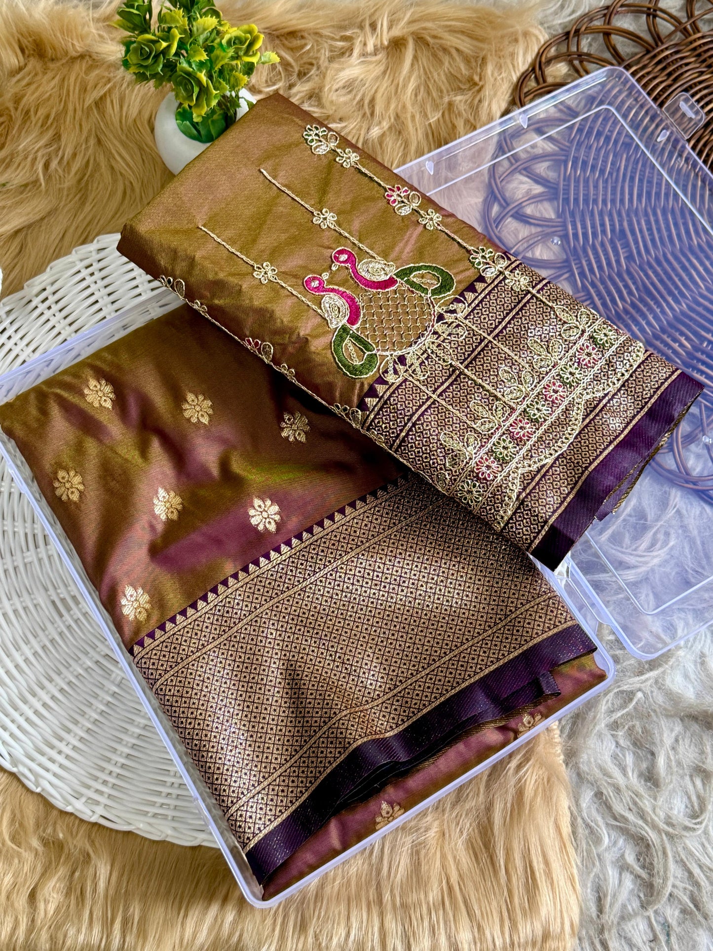 SA-7085 (WITH BOX) SOFT SILK SAREE WITH BEAUTIFUL PAITHANI BORDER WITH MEENA PALLU AND WITH EMBROIDERY WORK BLOUSE
