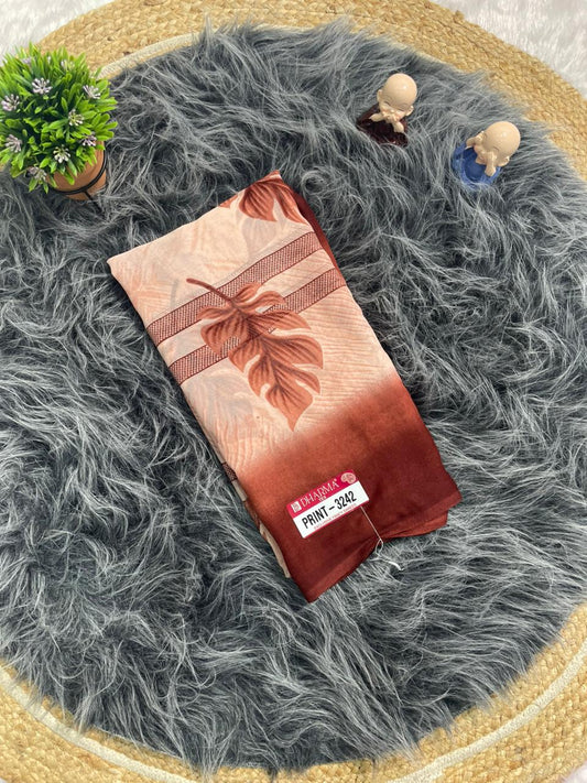 PRINT-3242 CHIFFON FABRIC SAREE WITH BEAUTIFUL FLOWER SAREE WITH SOFT FABRIC WITH BLOUSE
