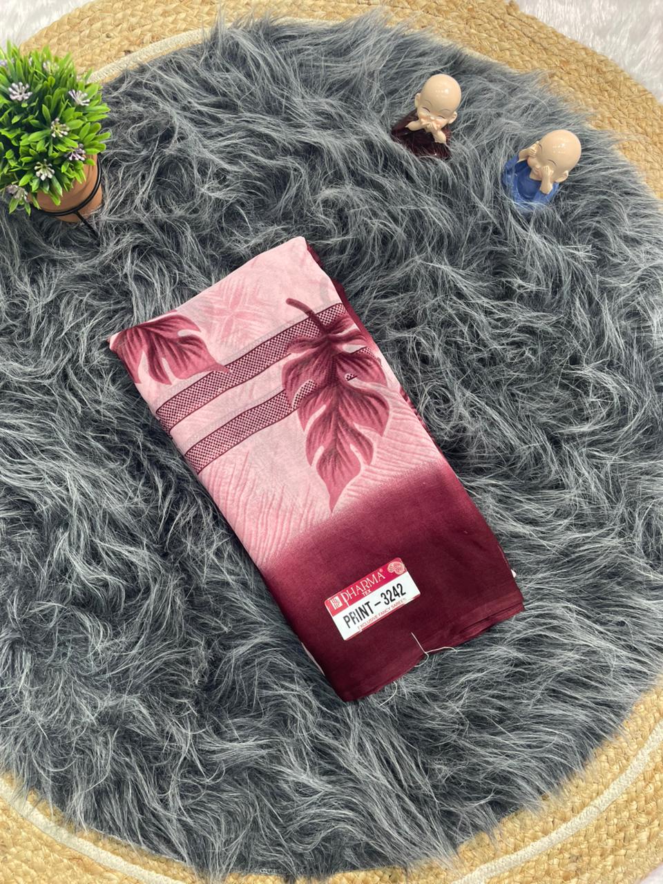 PRINT-3242 CHIFFON FABRIC SAREE WITH BEAUTIFUL FLOWER SAREE WITH SOFT FABRIC WITH BLOUSE