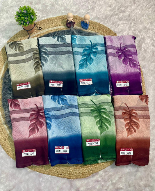 PRINT-3242 CHIFFON FABRIC SAREE WITH BEAUTIFUL FLOWER SAREE WITH SOFT FABRIC WITH BLOUSE