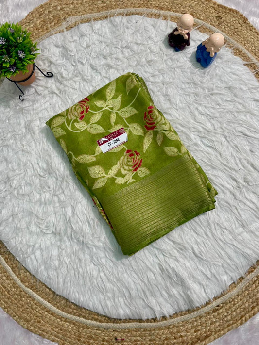 CP-7096 MARSMALLOW FABRIC SAREE WITH BEAUTIFUL BANDANI PRINT WITH MULTI COLOUR IN SAREE WITH BLOUSE