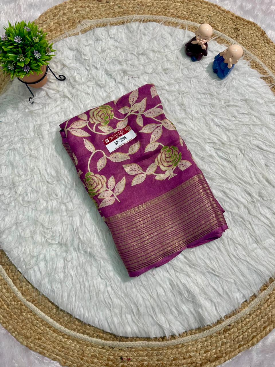 CP-7096 MARSMALLOW FABRIC SAREE WITH BEAUTIFUL BANDANI PRINT WITH MULTI COLOUR IN SAREE WITH BLOUSE