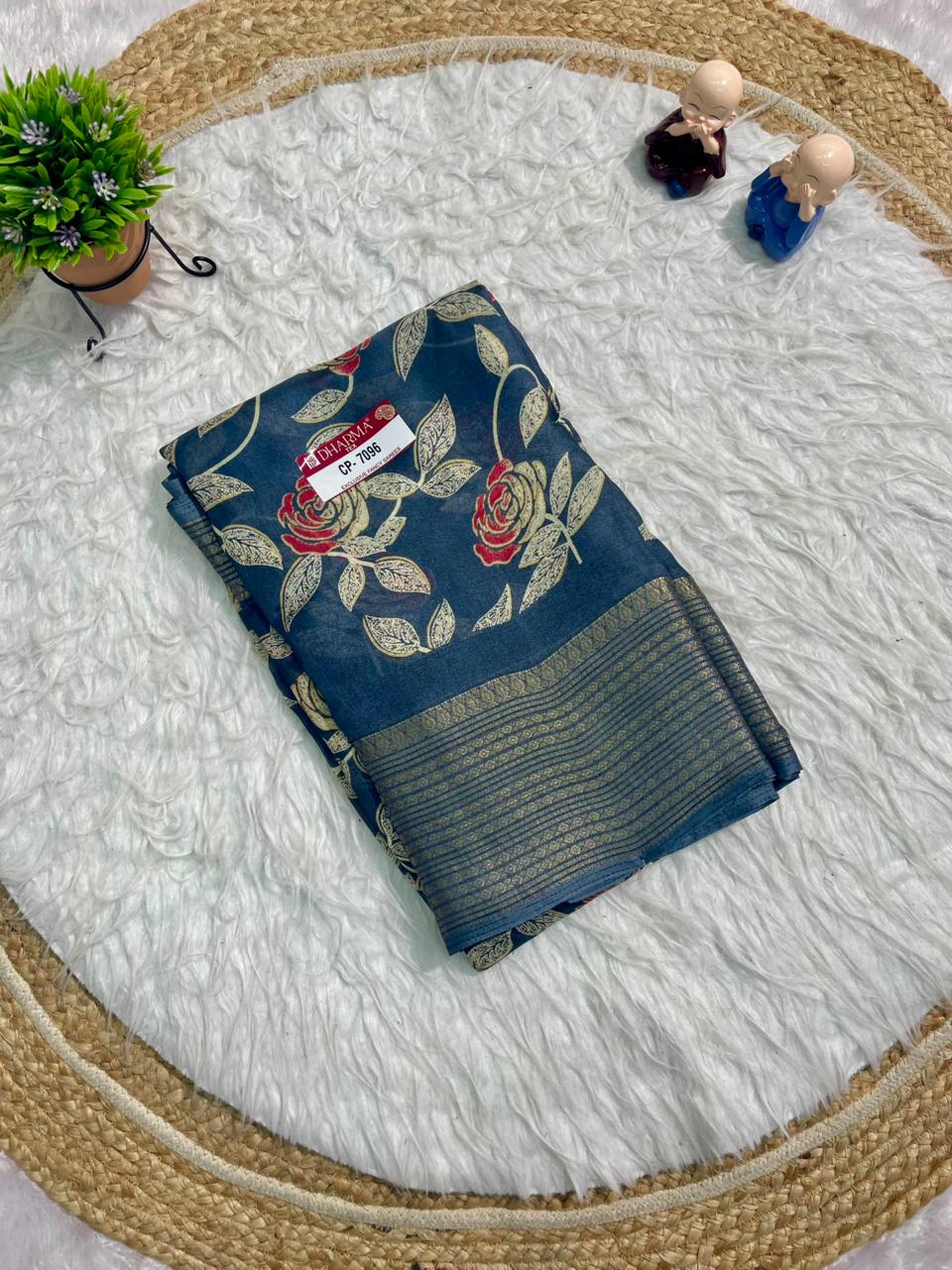 CP-7096 MARSMALLOW FABRIC SAREE WITH BEAUTIFUL BANDANI PRINT WITH MULTI COLOUR IN SAREE WITH BLOUSE