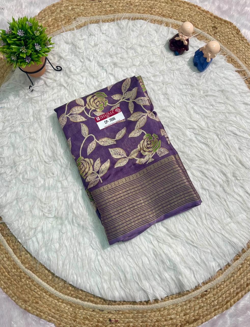 CP-7096 MARSMALLOW FABRIC SAREE WITH BEAUTIFUL BANDANI PRINT WITH MULTI COLOUR IN SAREE WITH BLOUSE