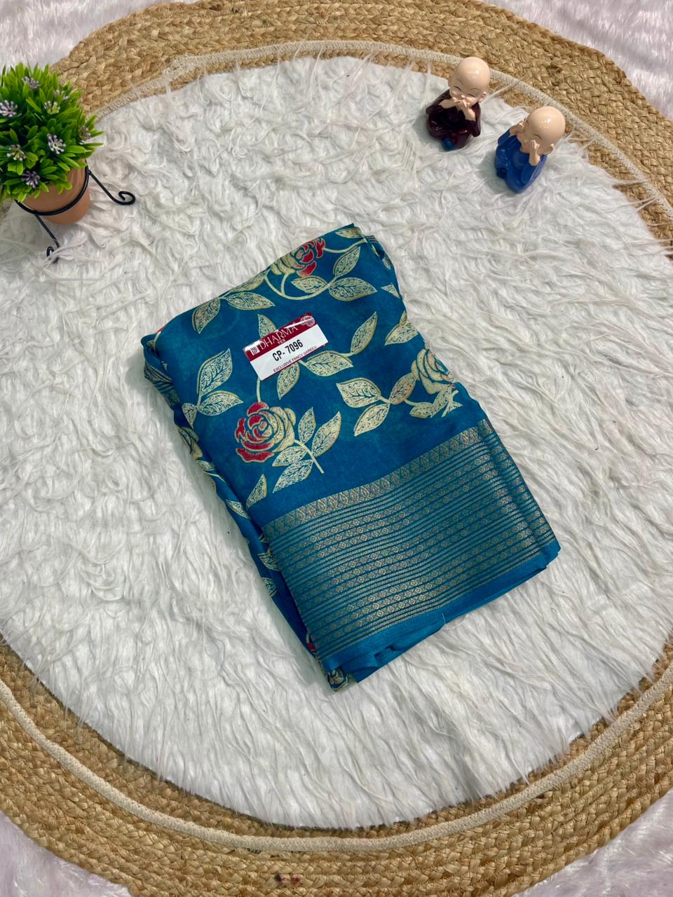 CP-7096 MARSMALLOW FABRIC SAREE WITH BEAUTIFUL BANDANI PRINT WITH MULTI COLOUR IN SAREE WITH BLOUSE