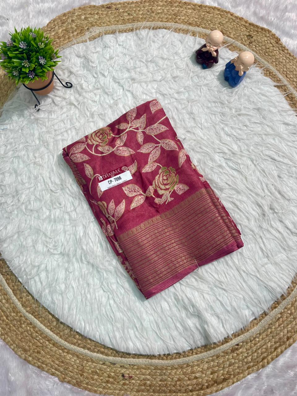 CP-7096 MARSMALLOW FABRIC SAREE WITH BEAUTIFUL BANDANI PRINT WITH MULTI COLOUR IN SAREE WITH BLOUSE
