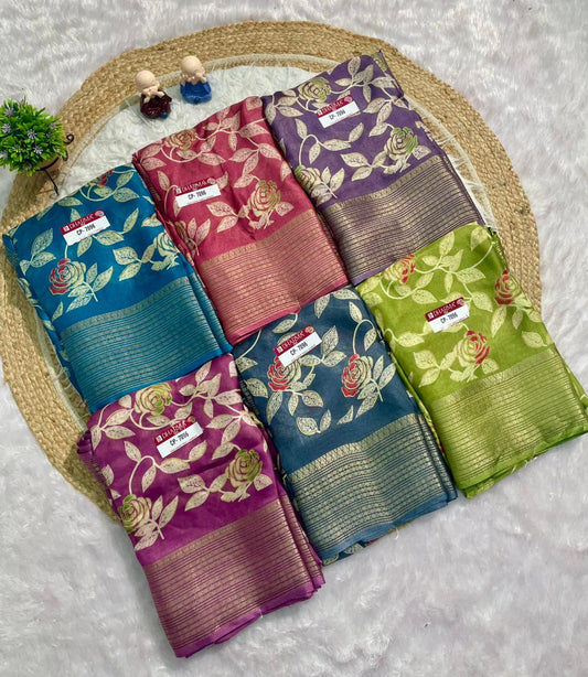 CP-7096 MARSMALLOW FABRIC SAREE WITH BEAUTIFUL BANDANI PRINT WITH MULTI COLOUR IN SAREE WITH BLOUSE
