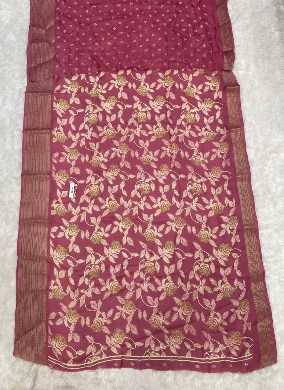 CP-7096 MARSMALLOW FABRIC SAREE WITH BEAUTIFUL BANDANI PRINT WITH MULTI COLOUR IN SAREE WITH BLOUSE