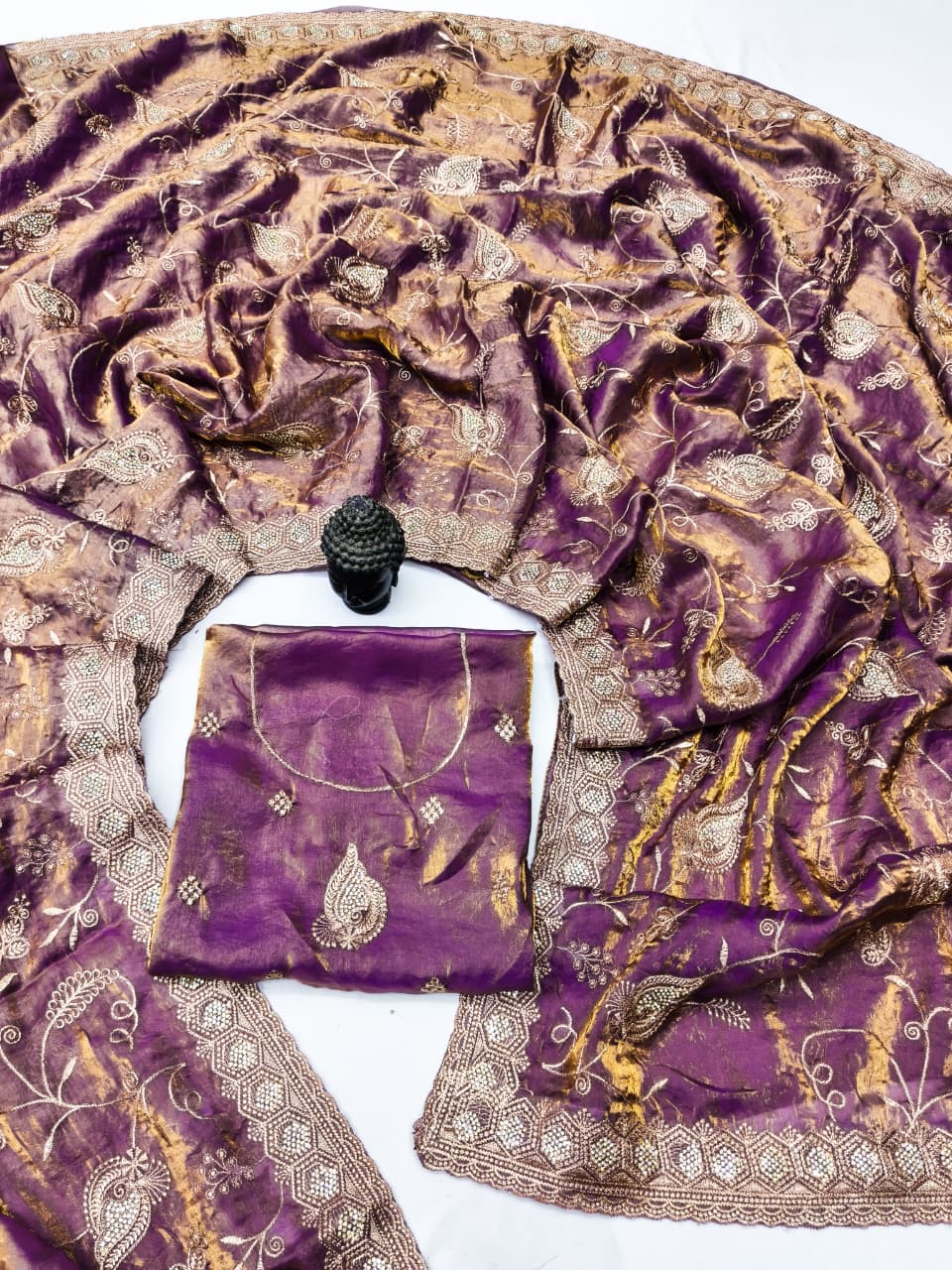 DF-MAMTA SATIN SILK FABRIC SAREE WITH BEAUTIFUL DESIGN WITH HEAVY JARKAN WORK ON SAREE WITH HEAVY EMBROIDERY WORK DESIGN WITH ALL ALL OVER ON SAREE WITH HEAVY BLOUSE