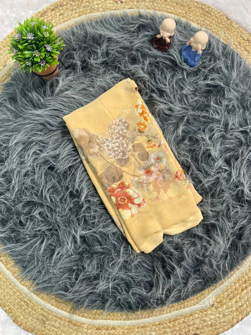 PRINT-3149 RENIYAL FABRIC SAREE WITH BEAUTIFUL FLORAL PRINT WITH SOFT FABRIC