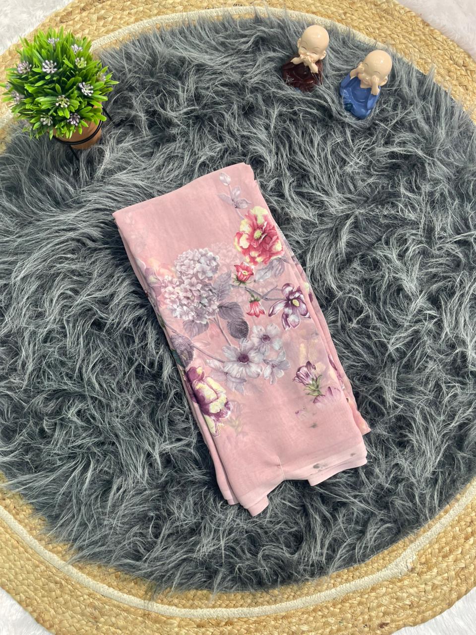 PRINT-3149 RENIYAL FABRIC SAREE WITH BEAUTIFUL FLORAL PRINT WITH SOFT FABRIC