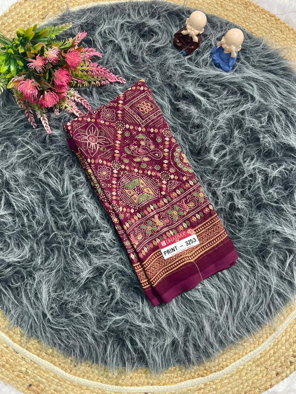 PRINT-3253 RENIYAL FABRIC SAREE WITH BEAUTIFUL FLORAL PRINT WITH SOFT FABRIC