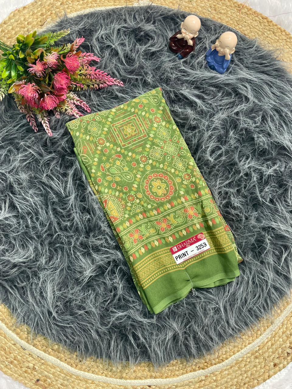 PRINT-3253 RENIYAL FABRIC SAREE WITH BEAUTIFUL FLORAL PRINT WITH SOFT FABRIC