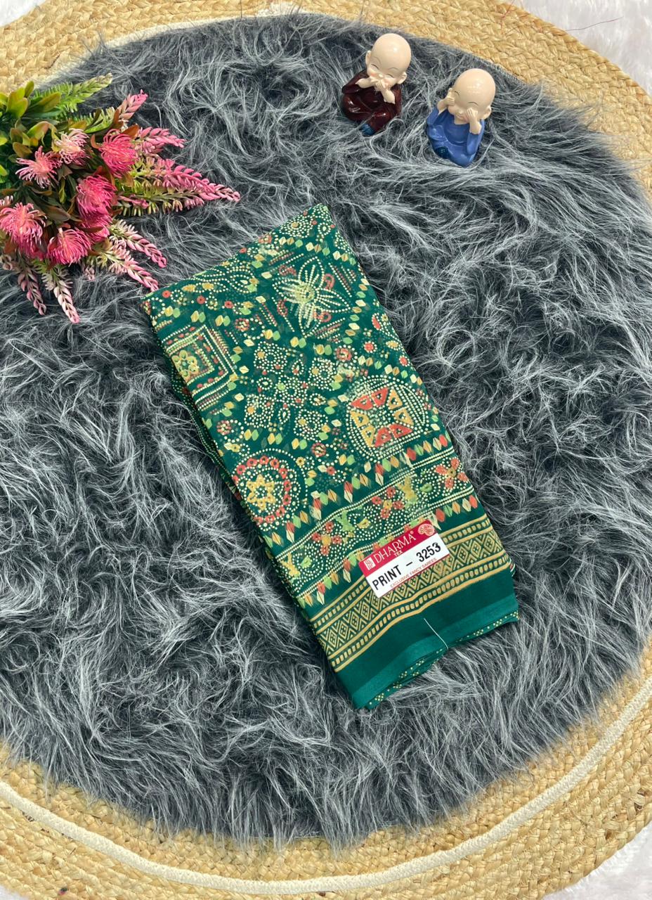 PRINT-3253 RENIYAL FABRIC SAREE WITH BEAUTIFUL FLORAL PRINT WITH SOFT FABRIC