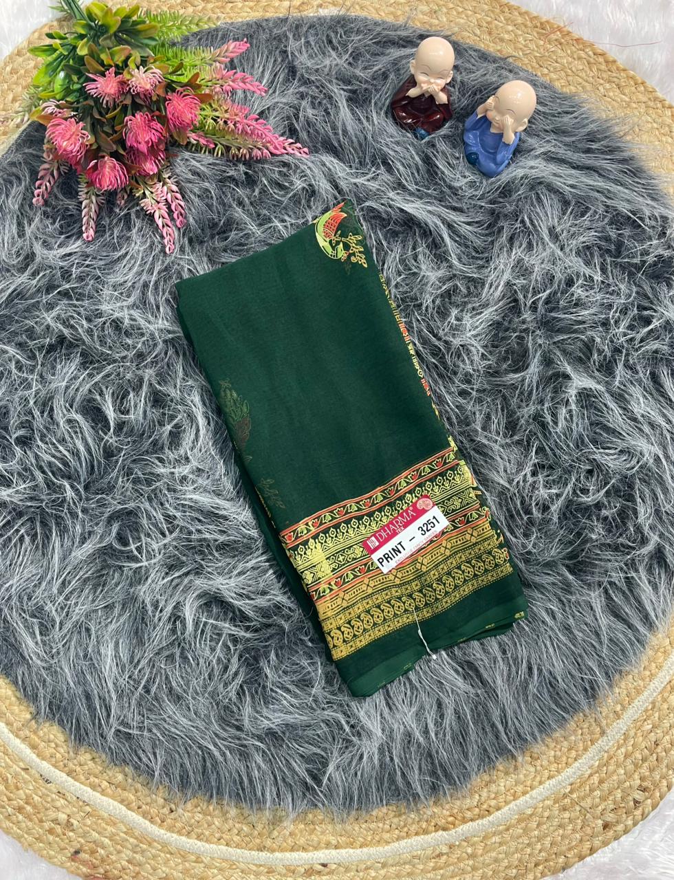 PRINT-3251 RENIYAL FABRIC SAREE WITH BEAUTIFUL FLORAL PRINT WITH SOFT FABRIC