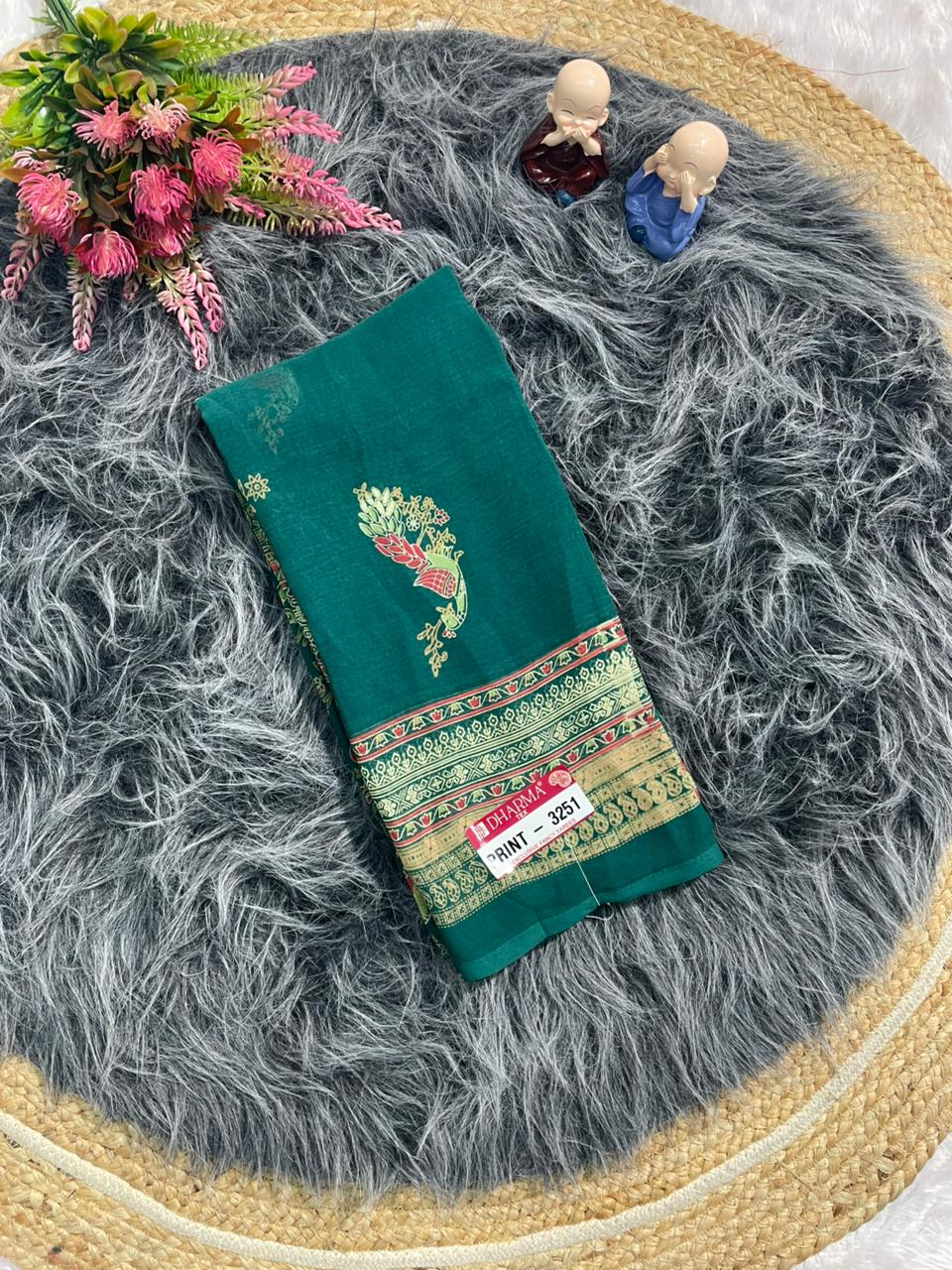 PRINT-3251 RENIYAL FABRIC SAREE WITH BEAUTIFUL FLORAL PRINT WITH SOFT FABRIC