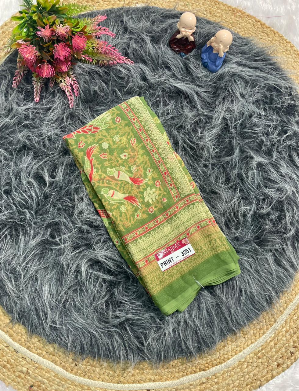 PRINT-3251 RENIYAL FABRIC SAREE WITH BEAUTIFUL FLORAL PRINT WITH SOFT FABRIC