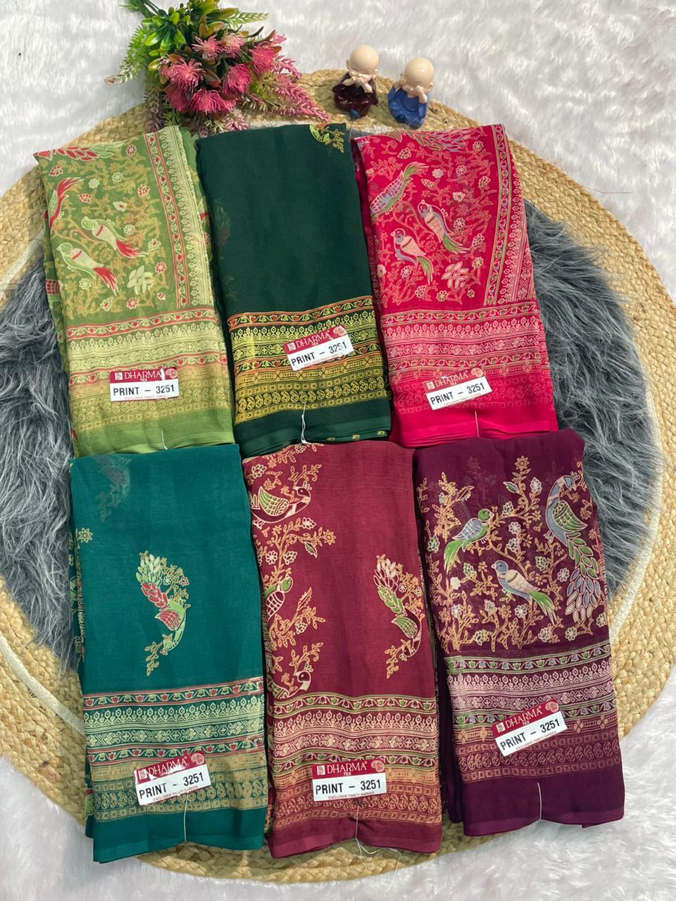 PRINT-3251 RENIYAL FABRIC SAREE WITH BEAUTIFUL FLORAL PRINT WITH SOFT FABRIC