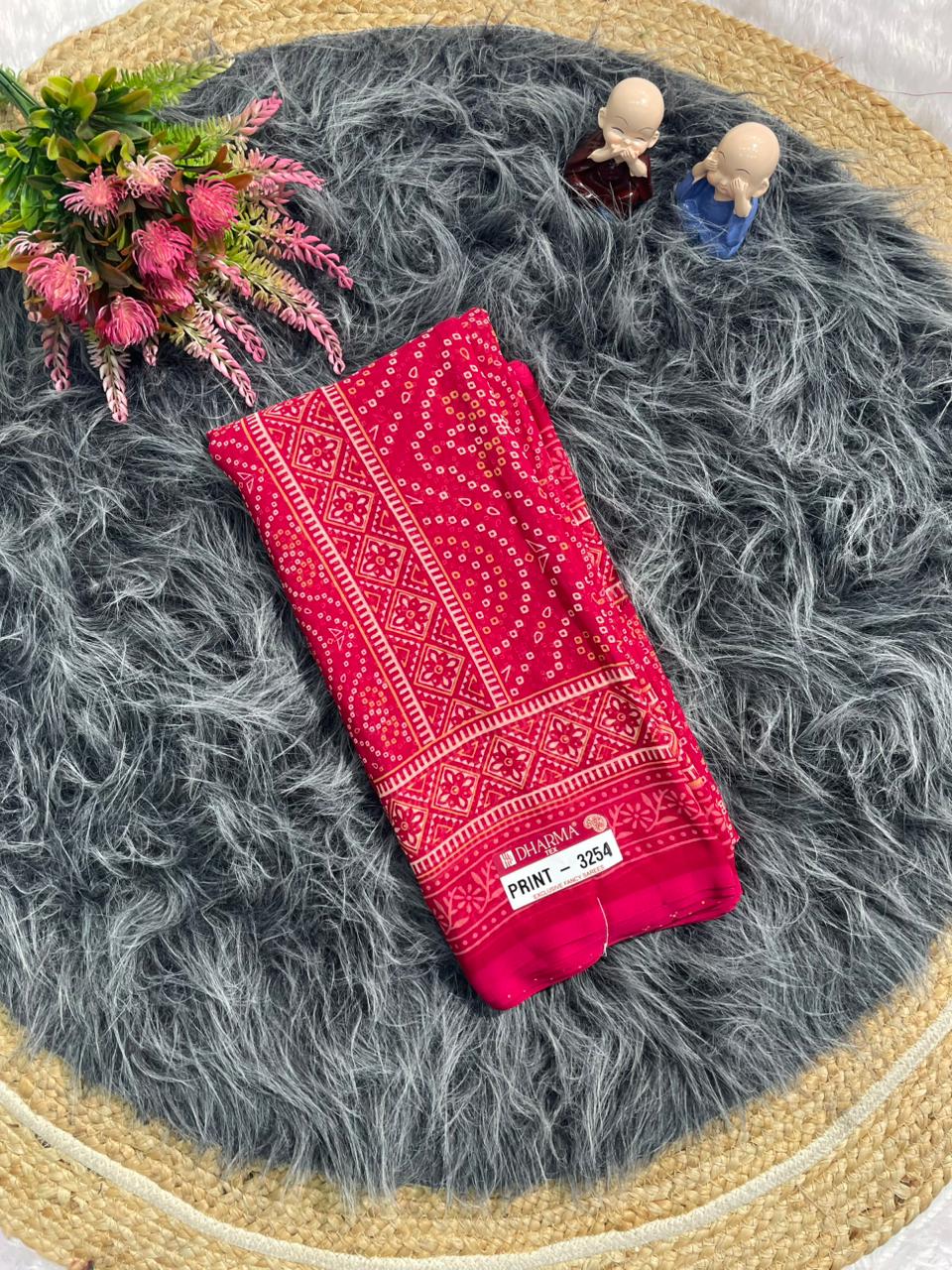 PRINT-3254 RENIYAL FABRIC SAREE WITH BEAUTIFUL FLORAL PRINT WITH SOFT FABRIC