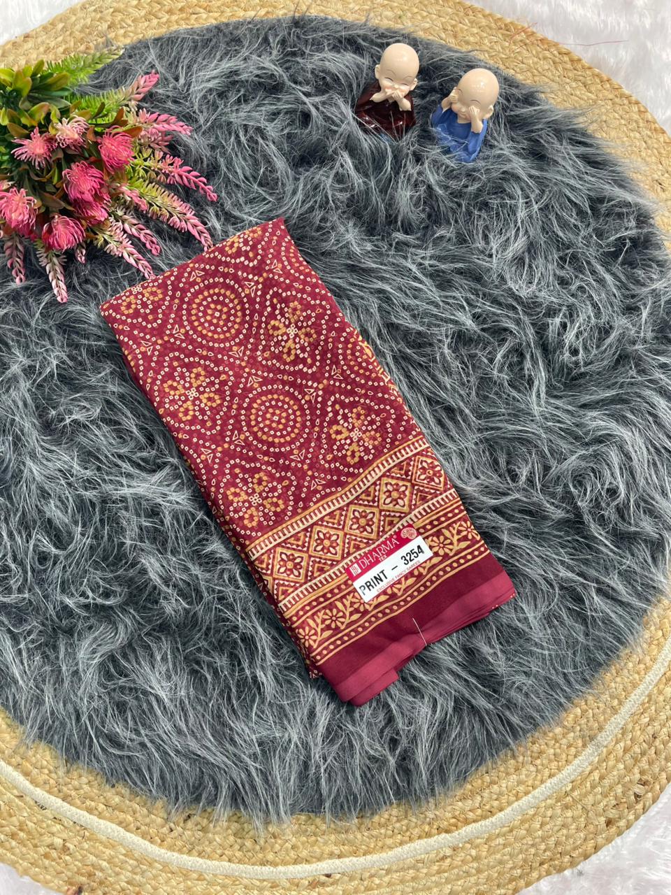PRINT-3254 RENIYAL FABRIC SAREE WITH BEAUTIFUL FLORAL PRINT WITH SOFT FABRIC