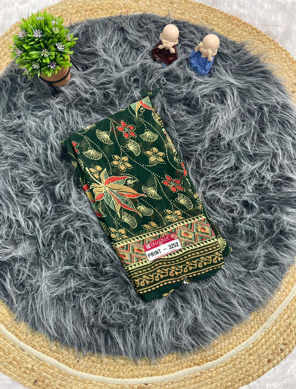 PRINT-3252 RENIYAL FABRIC SAREE WITH BEAUTIFUL FLORAL PRINT WITH SOFT FABRIC