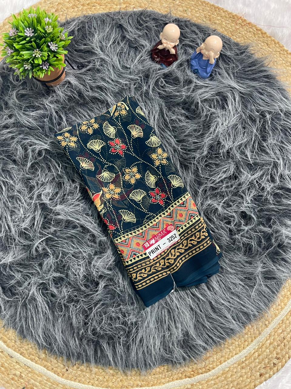 PRINT-3252 RENIYAL FABRIC SAREE WITH BEAUTIFUL FLORAL PRINT WITH SOFT FABRIC