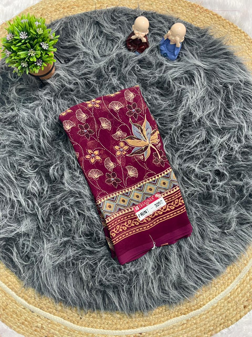 PRINT-3252 RENIYAL FABRIC SAREE WITH BEAUTIFUL FLORAL PRINT WITH SOFT FABRIC