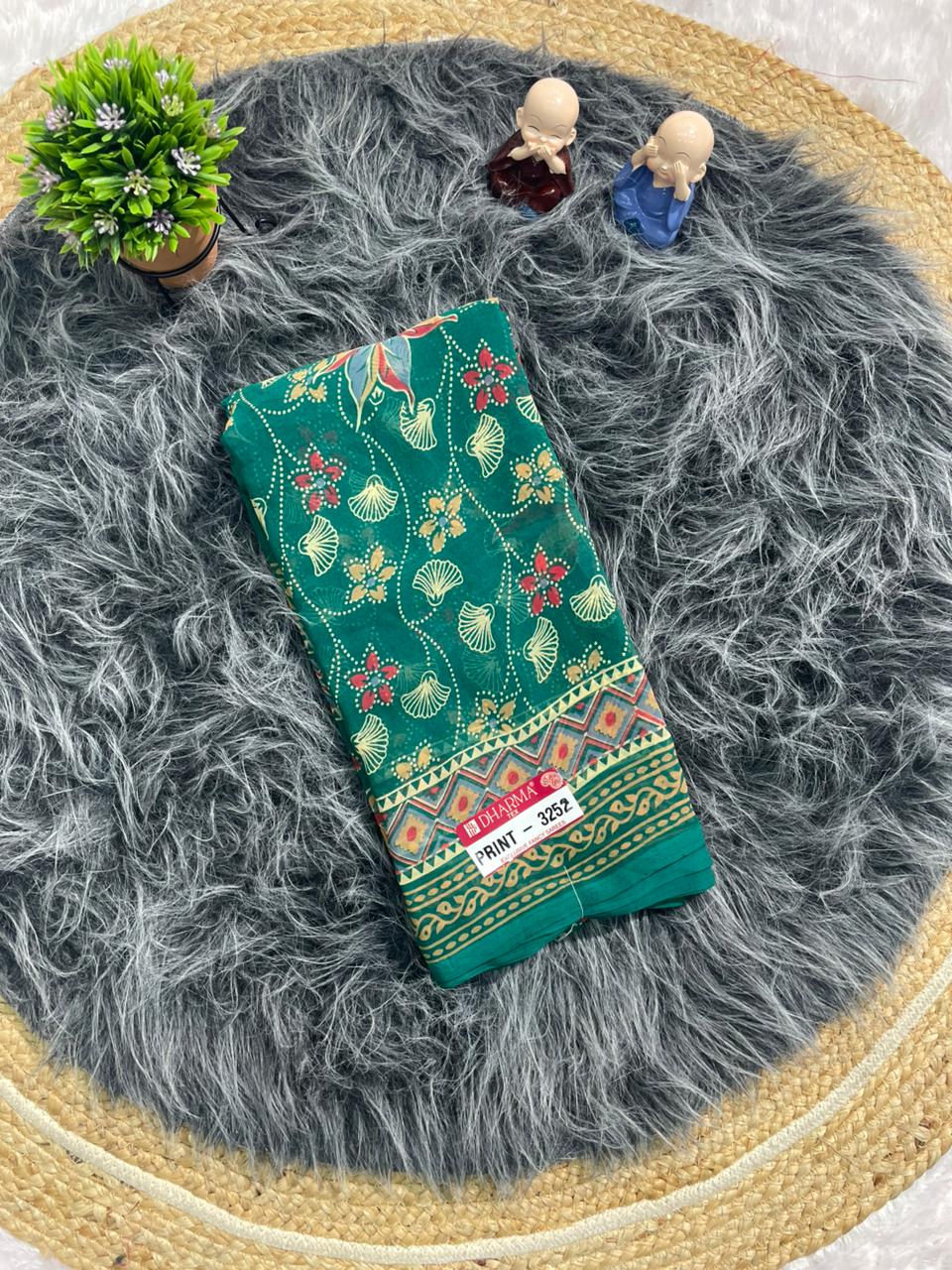 PRINT-3252 RENIYAL FABRIC SAREE WITH BEAUTIFUL FLORAL PRINT WITH SOFT FABRIC