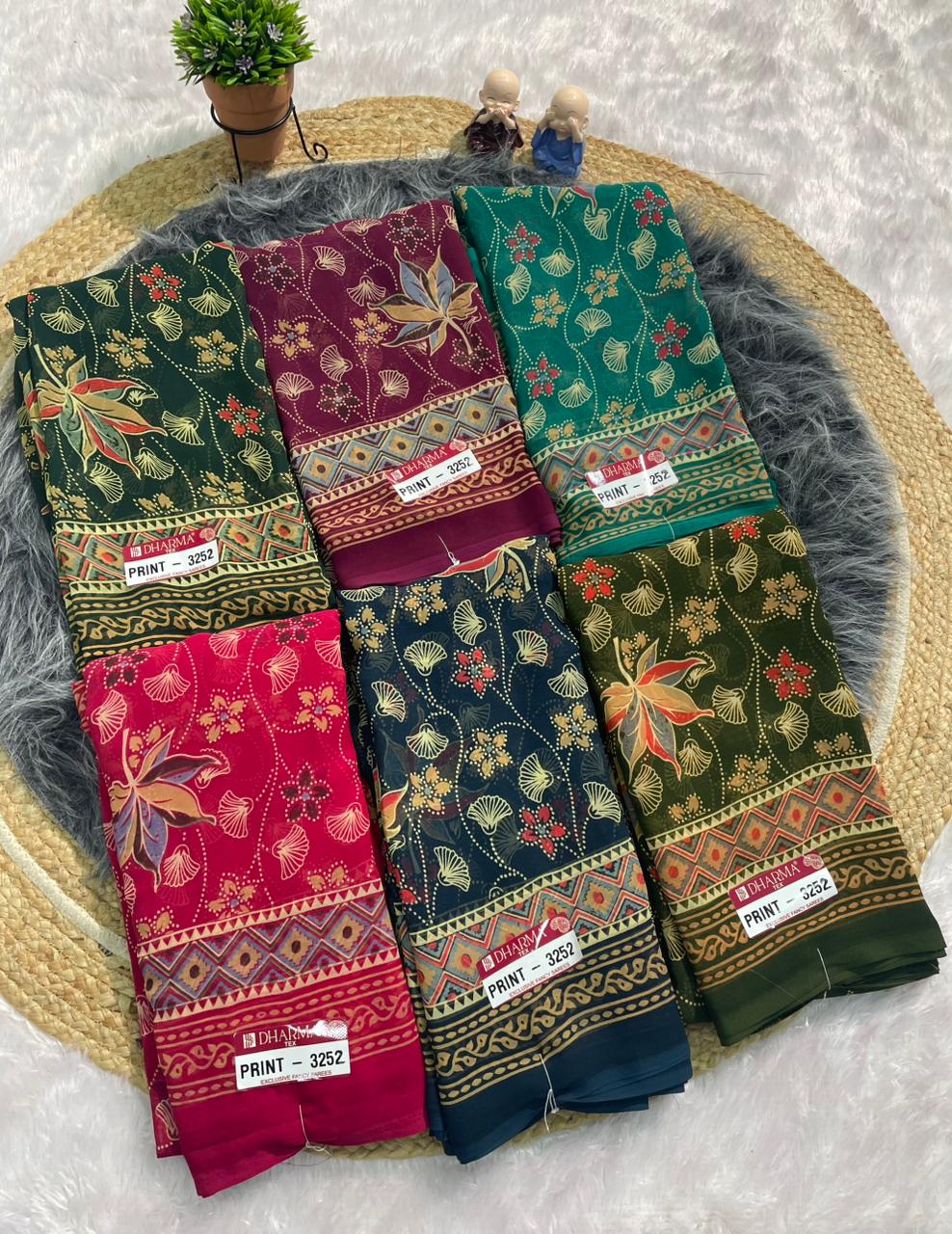 PRINT-3252 RENIYAL FABRIC SAREE WITH BEAUTIFUL FLORAL PRINT WITH SOFT FABRIC