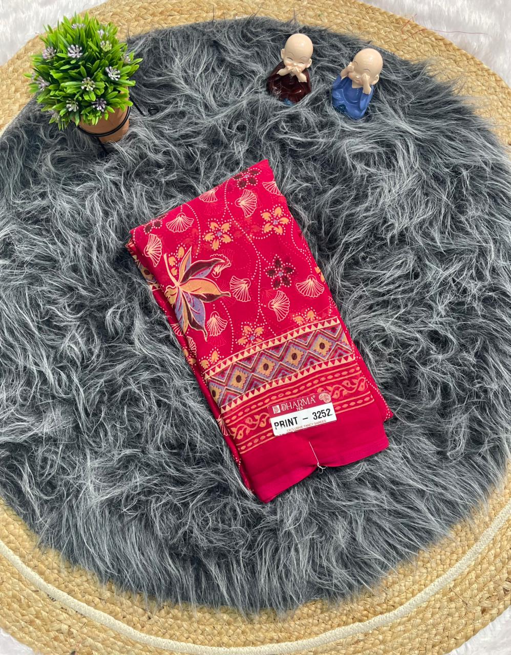 PRINT-3252 RENIYAL FABRIC SAREE WITH BEAUTIFUL FLORAL PRINT WITH SOFT FABRIC