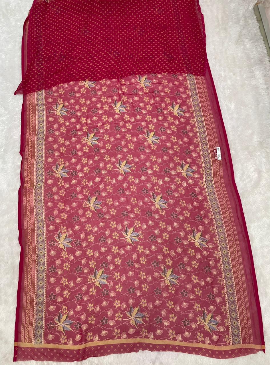 PRINT-3252 RENIYAL FABRIC SAREE WITH BEAUTIFUL FLORAL PRINT WITH SOFT FABRIC